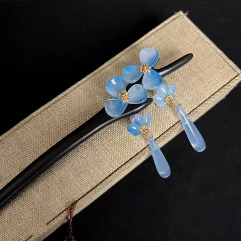 Qinlan Hairpin ทำจากไม้มะเกลือ สไตล์จีนโบราณสีม่วง เหมาะสำหรับชุดเชิ๊ตซามและเครื่องประดับผมผู้หญิง