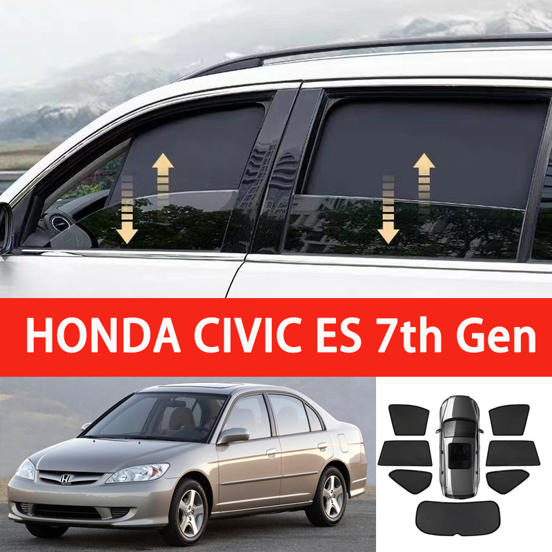สําหรับ Honda CIVIC ES 7th Gen 2001-2006 ม่านบังแดดรถยนต์โล่ด้านหลังเด็กหน้าต่าง Sun Shade Visor ด้านหน้ากระจกผ้าม่าน