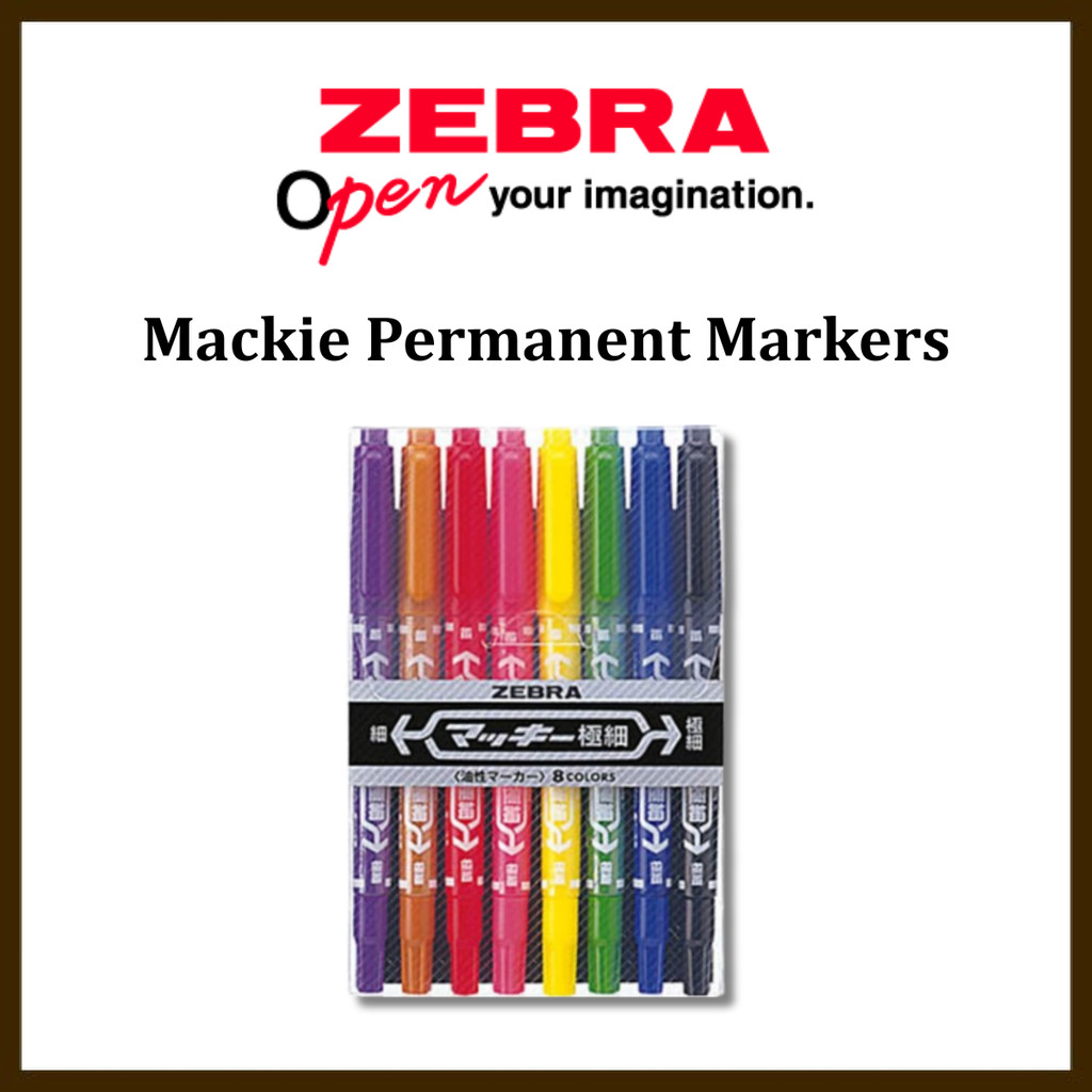 Zebra Oil-Based Marker, Mikey, Extra Fine, 8 Colors, MCF-8C