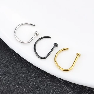ห่วงจมูก ไม่ต้องเจาะ Nose Ring Without Hole D-Shaped Nose Ring Vacuum Plating - 1 ชิ้น