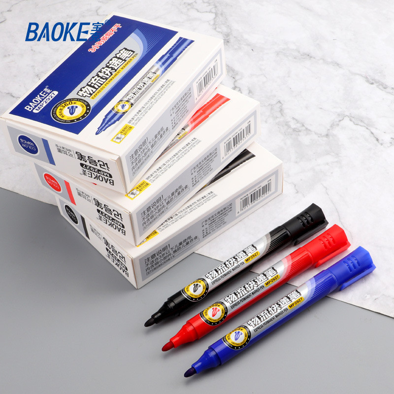 Baoke Ink-Based Marker Pen Quick-Drying Marker Pen สีดําอุตสาหกรรมถาวรโลจิสติกส์เฉพาะปากกาขนาดใหญ่กั