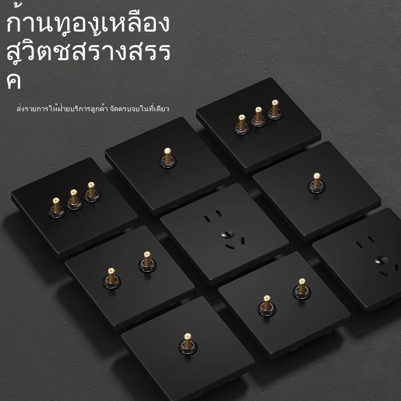 แผงสวิตช์คันโยกทองเหลืองสไตล์อุตสาหกรรมย้อนยุคสีดําสมัยเก่าที่เรียบง่ายเฉพาะโรงแรม ข & ข ซ็อกเก็ตโลหะ