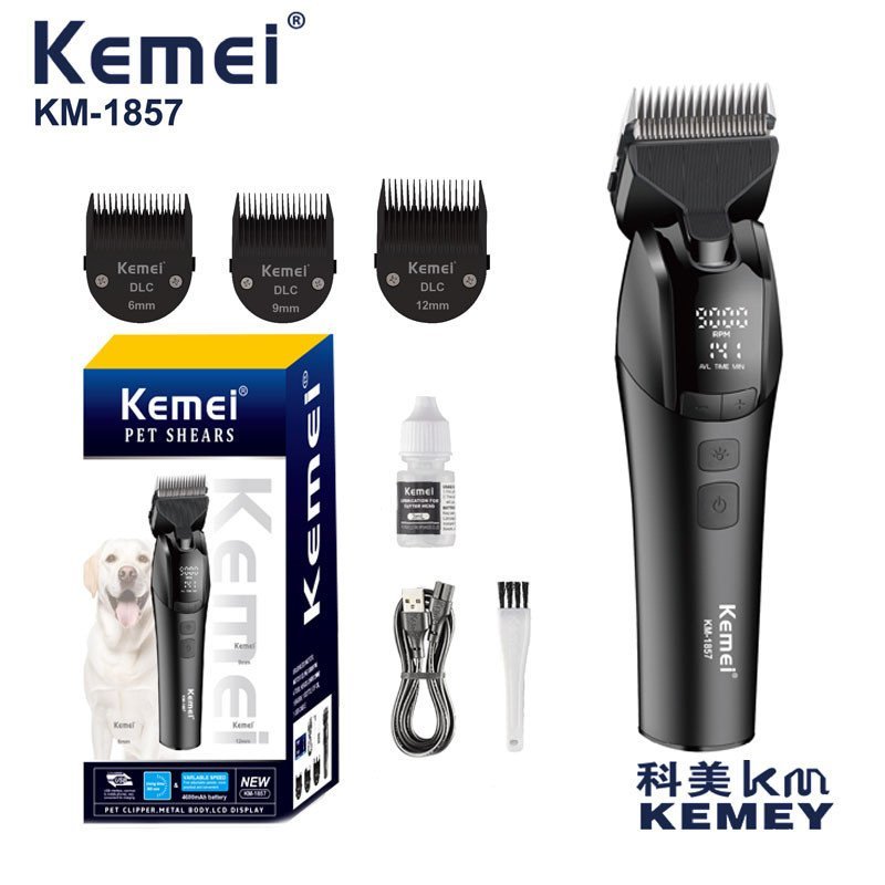 เครื่องโกนหนวดสมาร์ทสัตว์เลี้ยง Kemei Cat Dog Hair Clipper KM-1857 Kemei Hair Clipper จอแสดงผลดิจิตอ