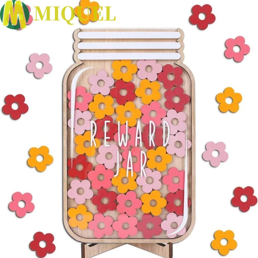 MIQUELZA Kids Star Reward Jars, ไม้การ์ตูน Positive Beahavior Rewards Jar, Routine Training Incentiv