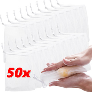 5-50ชิ้นห้องน้ําสบู่ฟองถุงสุทธิ-สบู่ทําความสะอาดผิวหน้าขัดผิ…