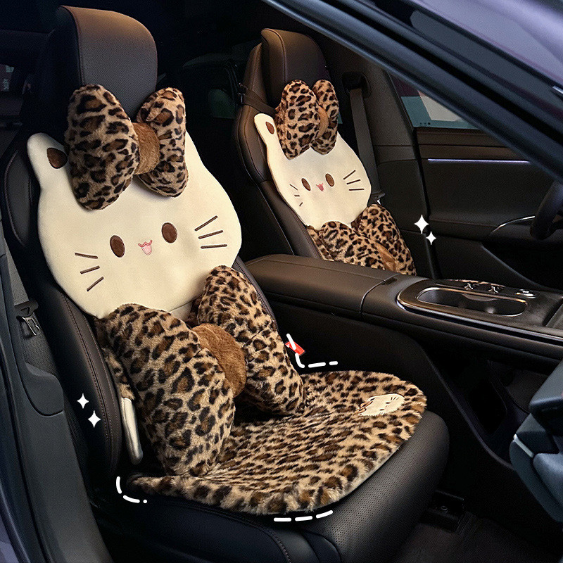 เบาะรองนั่งรถยนต์ หุ้มเบาะรถยนต์ หมอนรองคอ พนักพิงหลัง หุ้มเบาะรถยนต์ ลายการ์ตูนน่ารัก ติดตั้งง่าย