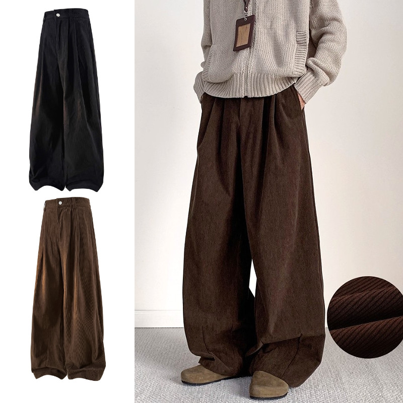 ซุยโคเนะ SUIKONE กางเกงขายาวลำลองผู้ชาย สไตล์ญี่ปุ่นฮาราจูกु ทำจากผ้ายีนส์ลูกฟูกคุณภาพสูง