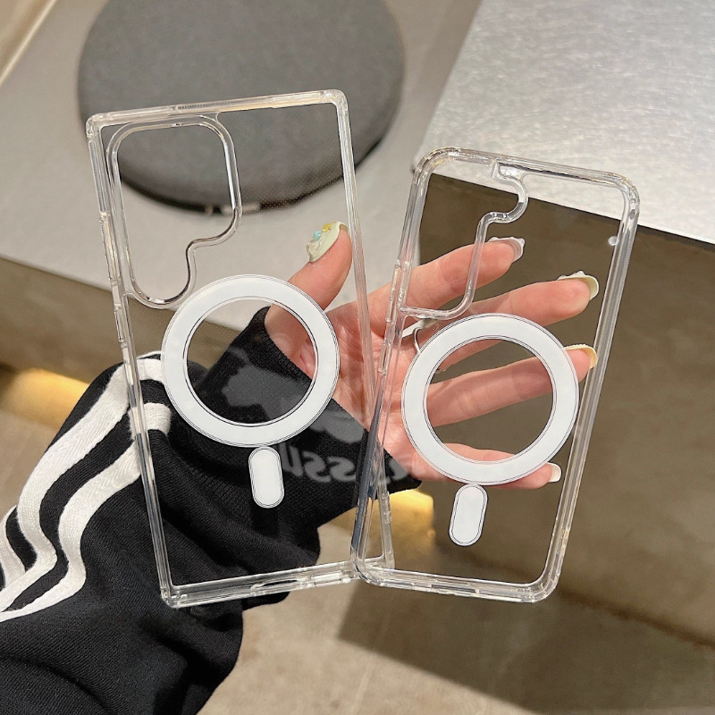 หนา 2.0 แม่เหล็กโปร่งใส A56 S25Ultras เคสโทรศัพท์สําหรับ Samsung S26 S25 S24 S23 S22 Ultra/Plus/FE A