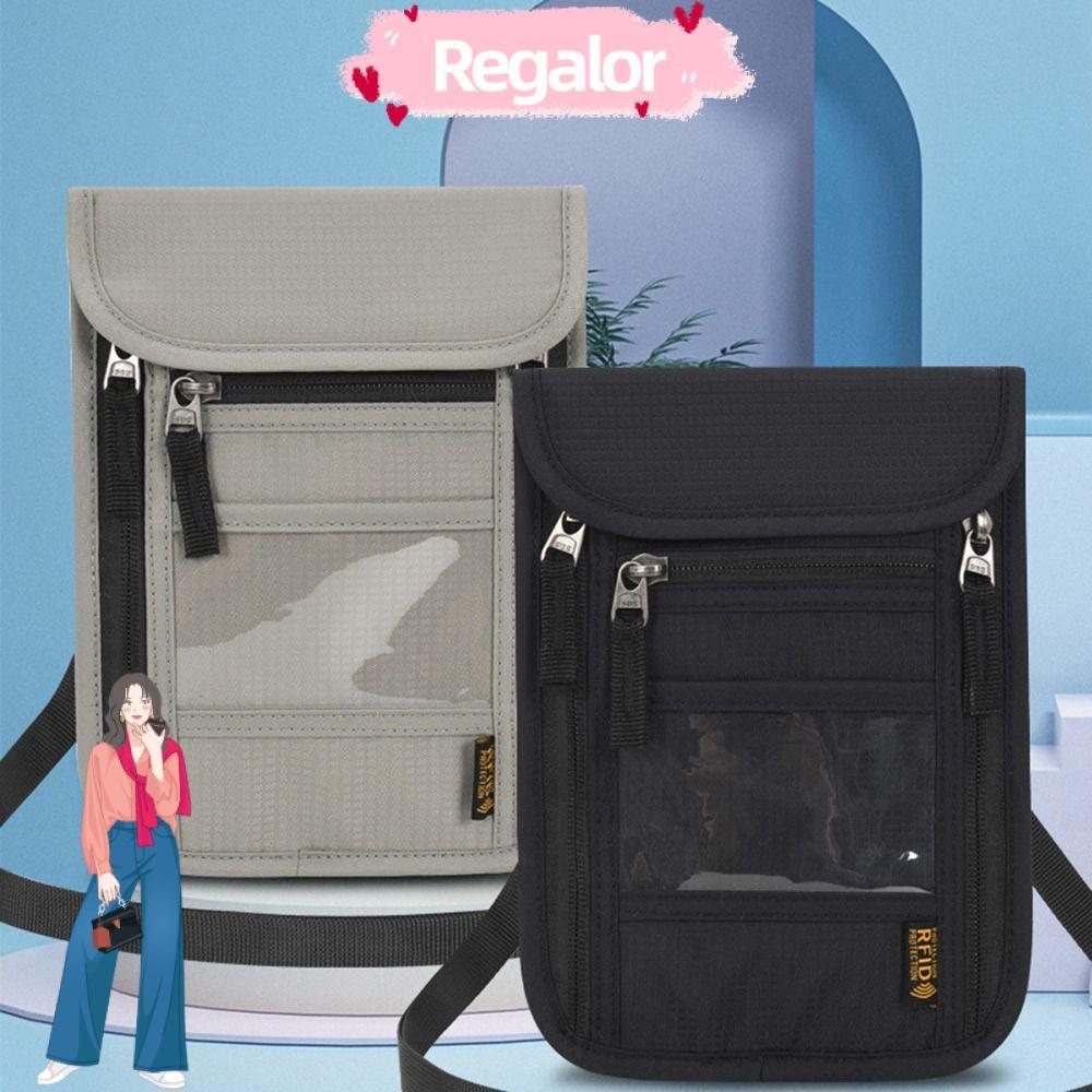 REGOR กระเป๋าสตางค์คอความปลอดภัยสําหรับผู้ชายผู้หญิง Minimalist RFID Blocking