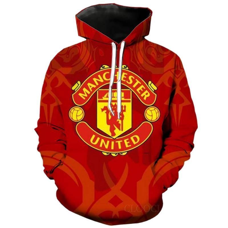 เสื้อลำลองทีมฟุตบอลแมนยู พิมพ์ลาย 3 มิติ แบบฮู้ด กันหนาว สำหรับทุกเพศ ไซส์ XL