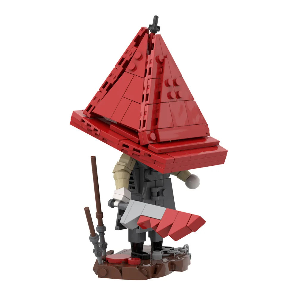 Gobricks Moc Silent Hill Pyramid Head อิฐสีแดงสามเหลี่ยมหัว Monster Building Blocks ของเล่นของขวัญ J