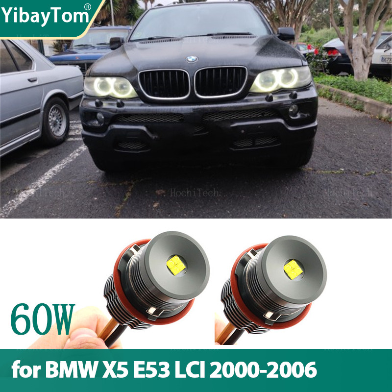 60W LED Angel Eyes Light แหวนไฟหน้า Canbus สําหรับ BMW X5 series E53 3.0i 4.4i 4.6is 4.8is m54 M62 N
