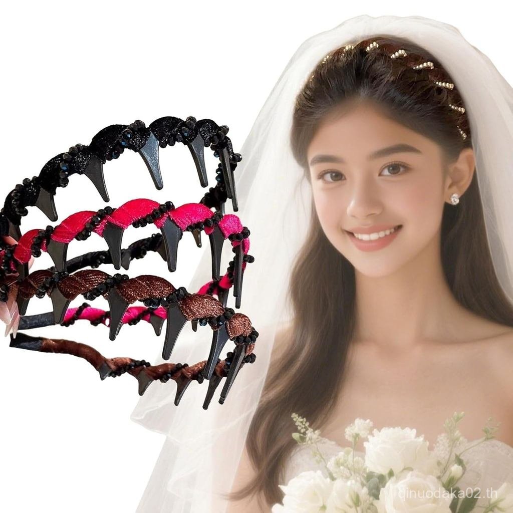 Yamloveme Vintage High Cranium ประดิษฐ์ Pearl Hairband, สูง Cranium 2025 อัพเกรดแถบคาดศีรษะ Cranium 