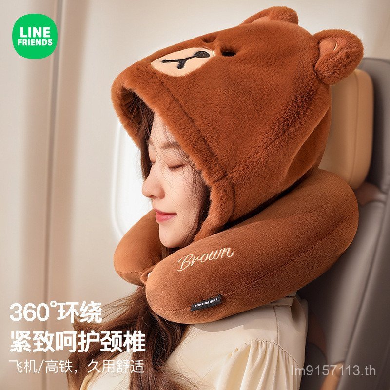 หมอนหมอน Artifact Travel U-Shaped หมอนเครื่องบินน่ารัก Long-Distance Sleeping Nap พร้อมหมวกคอบิลแบบพ