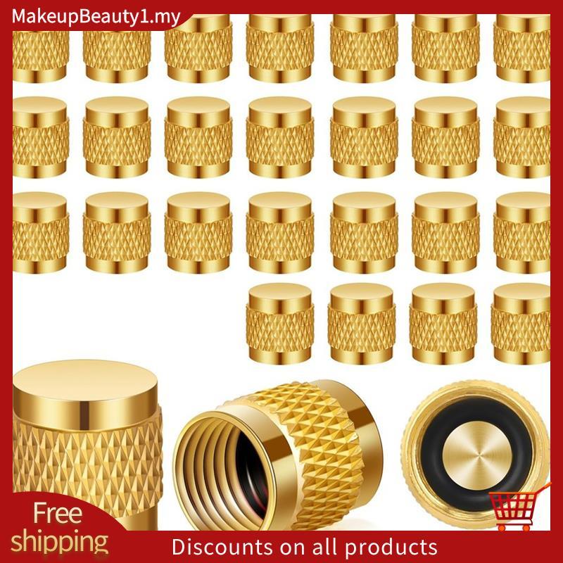 ฝาบาน 1/4 นิ้ว, ฝาล็อค HVAC ทองเหลืองกลม, ซีลโอริง W/Neoprene บริการ AC HVAC Valve Caps, (25 ชิ้น) A