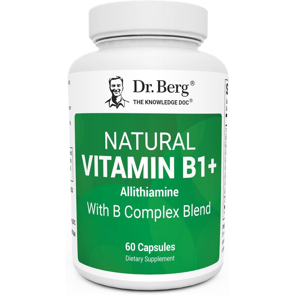 ดร. Berg Natural Vitamin B1 B6 B12 Complex - Allithine Vitamin B1 ขยาย 8 Essential Vitamin B Complex