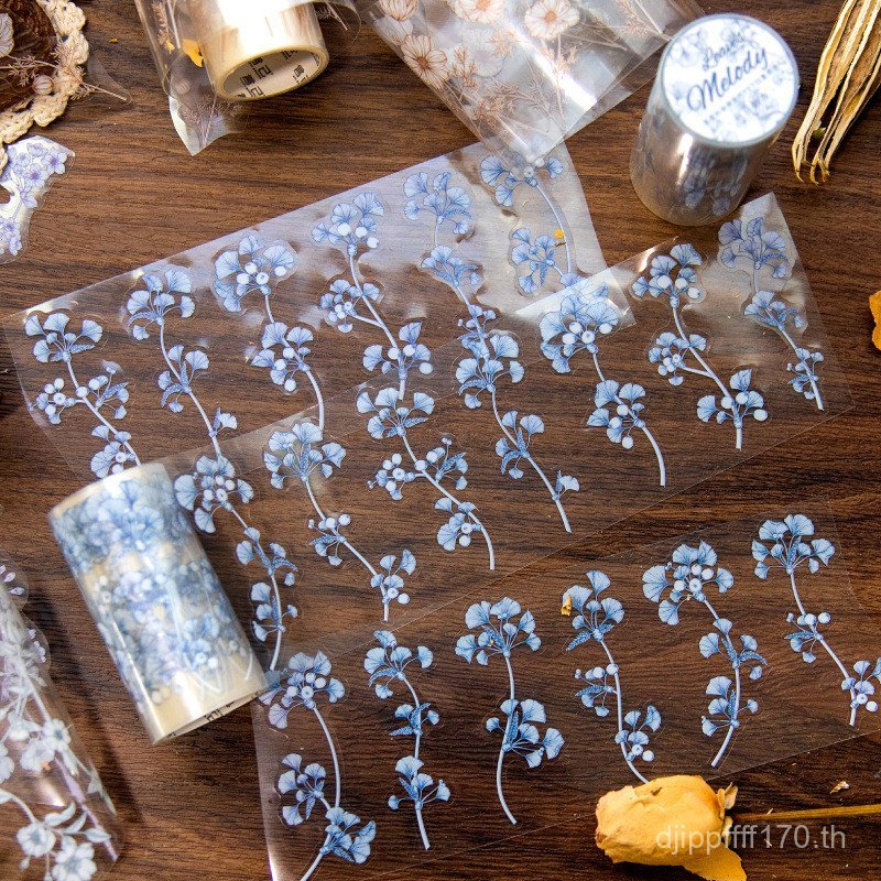 4 สติกเกอร์วัสดุ Series ตกแต่งพืช Retro เทปรอบสไตล์ E18PET Melody Fallen Leaves Leaves คู่มือคํา 27H