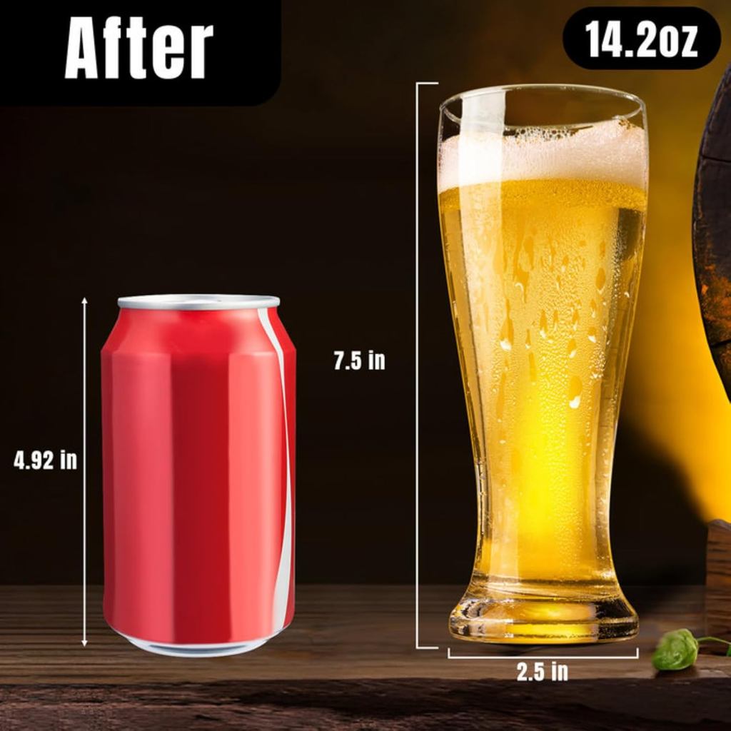 Beer Glasses Set of 2, 14 oz Pilsner Beer Pint Glasses, Classics Craft Wheat Beer Glasses Drinking S