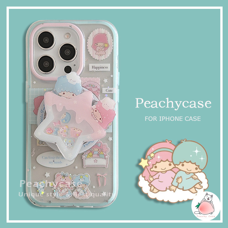 ตลก Slippable Little Twin Stars Holder ขาตั้งโทรศัพท์มือถือแม่เหล็กสําหรับ iPhone 17 16 15 14 Pro Max 13 17pro TPU กันกระแทก 2 in 1 โทรศัพท์มือถือปกหลัง