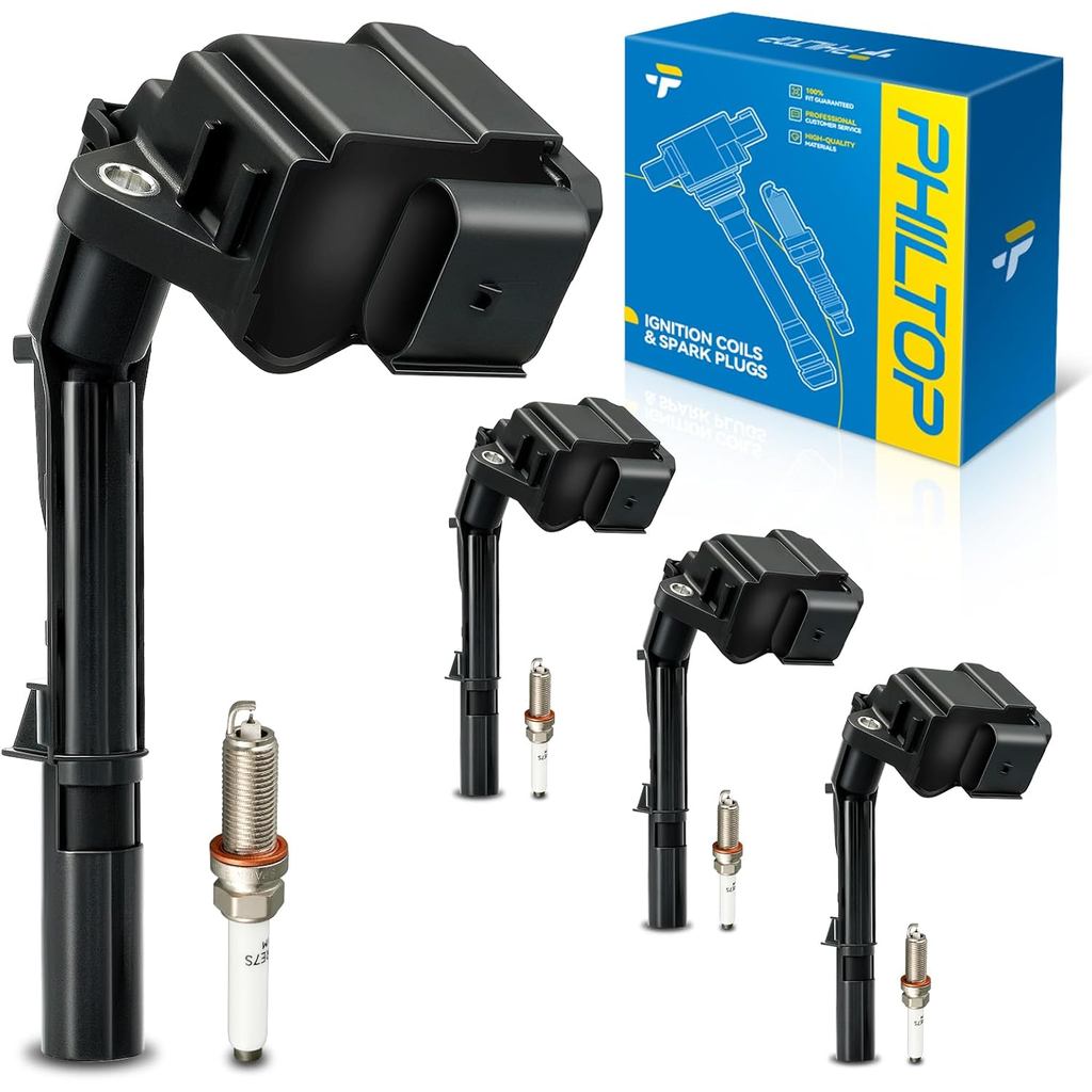 PHILTOP ชุดคอยล์จุดระเบิดและหัวเทียนเหมาะสําหรับ Mercedes-Benz GLC300 C300 E300 CLA250 GLA250 Metris