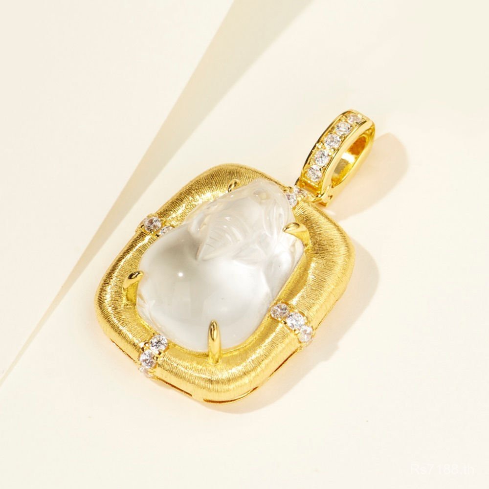 Brushed Handmade Live จี้เดี่ยวจี้ไม่มีโซ่เงิน Gold-Plated Zircon น้ําโฟมหยก Pixiu แหล่งจ่าย 925 สร้