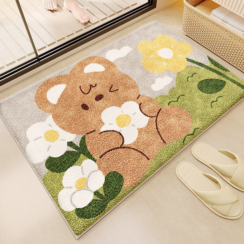 Cartoon Cute Cashmere Floor Mat Bathroom Absorbent Non-Slip Carpet Toilet Bathroom Entrance Floor Ma
