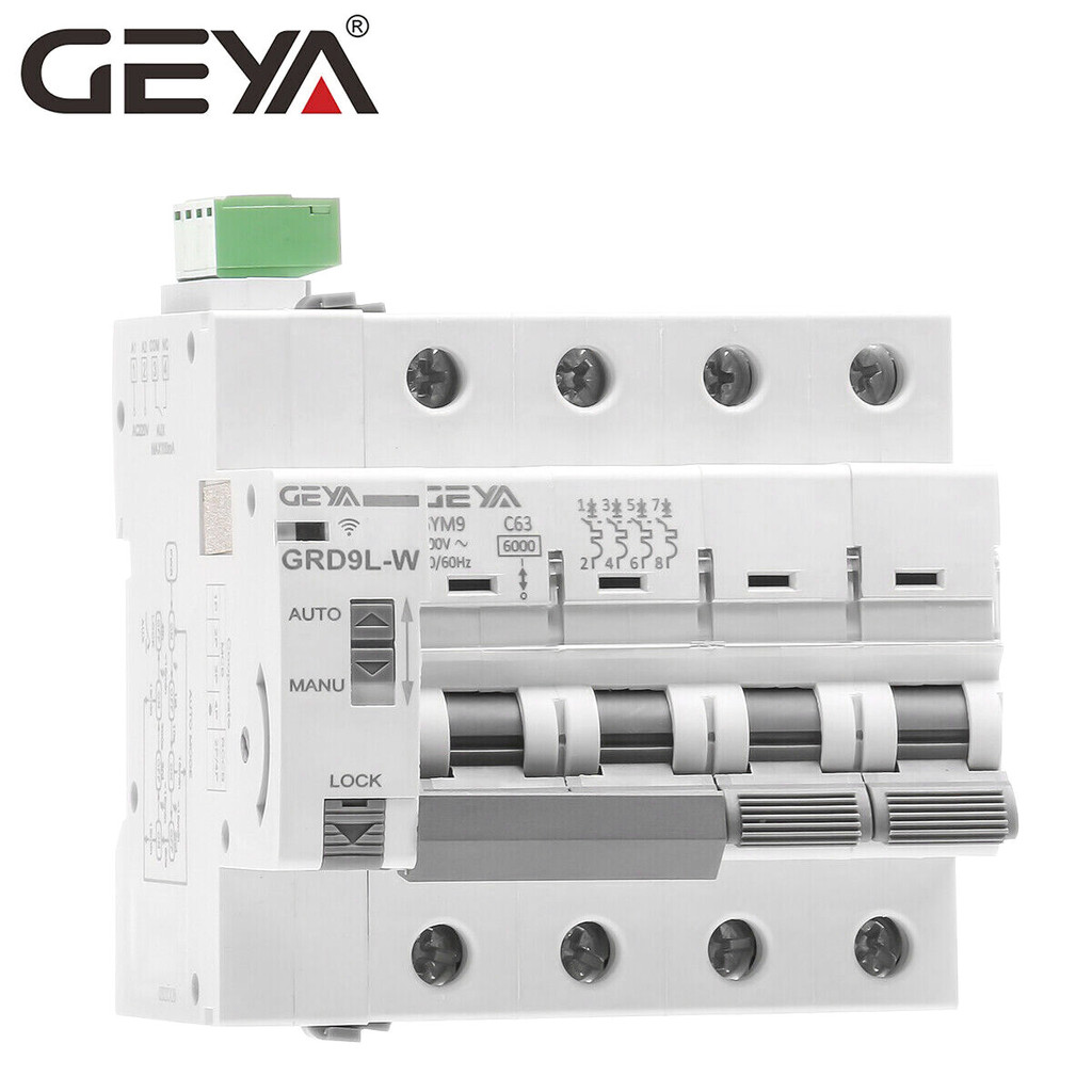 GEYA GRD9L-W-GYM9-4P Tuya WIFI สมาร์ท Circuit Breaker 4P 6-63A MCB พร้อมวงจรป้องกัน