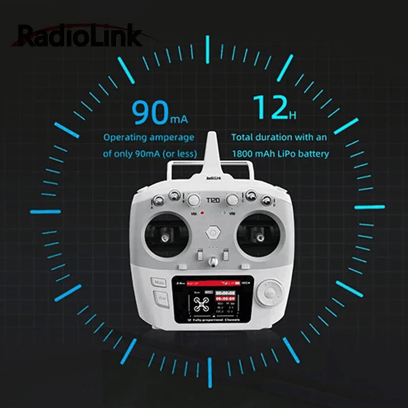 RadioLink T12D รีโมทคอนโทรล 12 ช่อง ELRS RC Drone ปีกคงที่ Drone เครื่องบินรุ่น R12F ตัวรับสัญญาณเริ