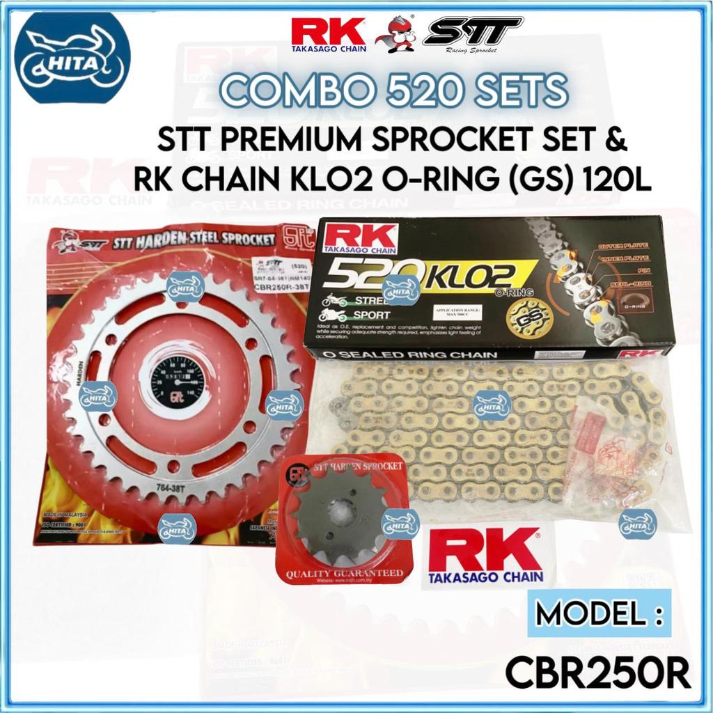 520 KLO ORDING RK CBR250R CBR250 SPROCKET SET พร้อม RK ORING GOLD JAPAN 520 KLO