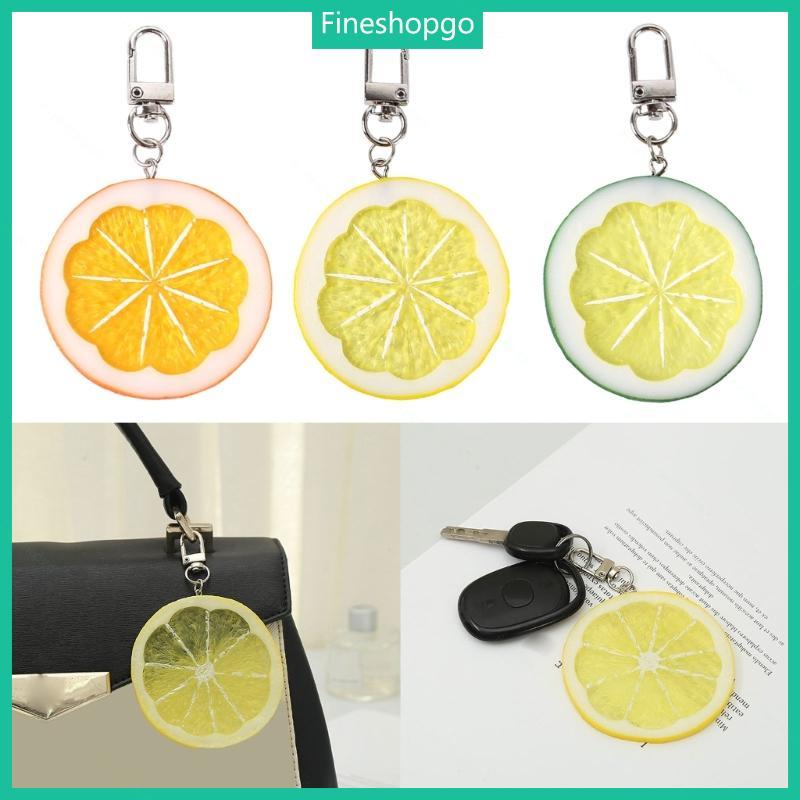 Fine Lemon พวงกุญแจกระเป๋า Charm เรซิ่นผลไม้จี้แฟชั่นเครื่องประดับสําหรับผู้หญิงสาว