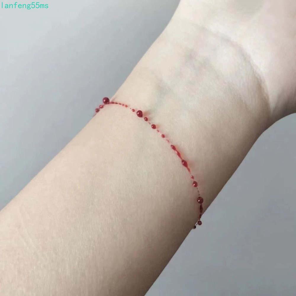 LANFENG Gothic Blood Drop Necklace, Cross Necklace Clavicle Chain Jewelry Gothic Blood Drop ต่างหู, 