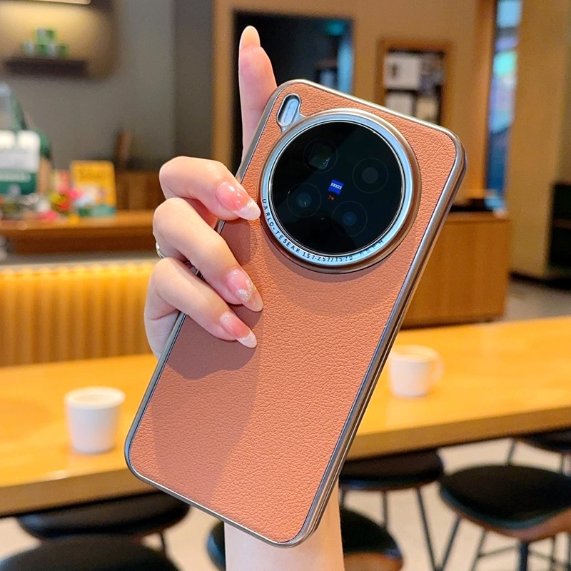สําหรับ Vivo X300, X300 Pro กรณี ELVEV แฟชั่นลิ้นจี่รูปแบบหนัง PU + ฝาครอบกรอบด้วยไฟฟ้า