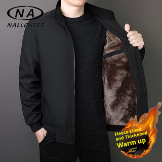 NALLCHEER เสื้อโค้ทผู้ชายเสื้อแจ็คเก็ตลำลองไซส์ใหญ่บุขนด้านใ…