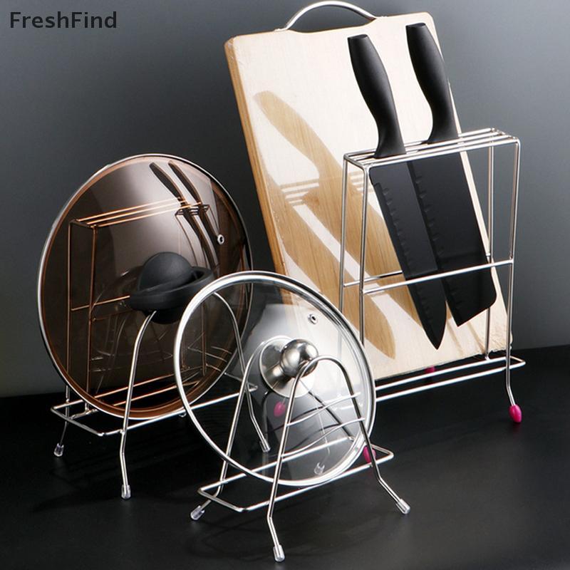 Null สแตนเลสมีดผู้ถือห้องครัว Rack เขียงแบบบูรณาการ Multi-Function หม้อฝาปิดขาตั้งเคาน์เตอร์ Organizer null