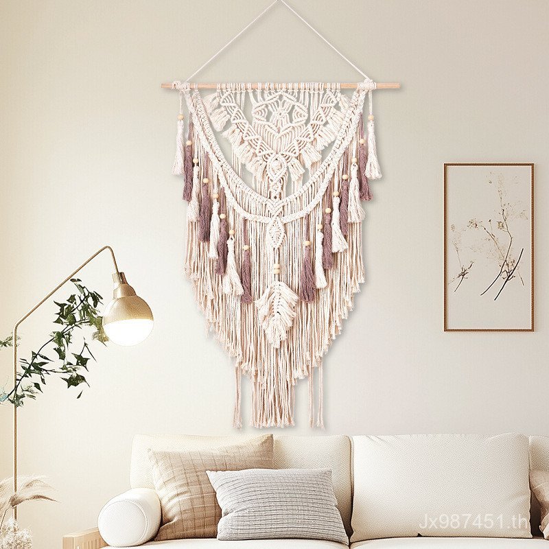 Home Room Wall จี้ Bohemian ins สไตล์ทอ Tapestry Tapestry B & B ตกแต่งพู่สร้างสรรค์ 4U8L