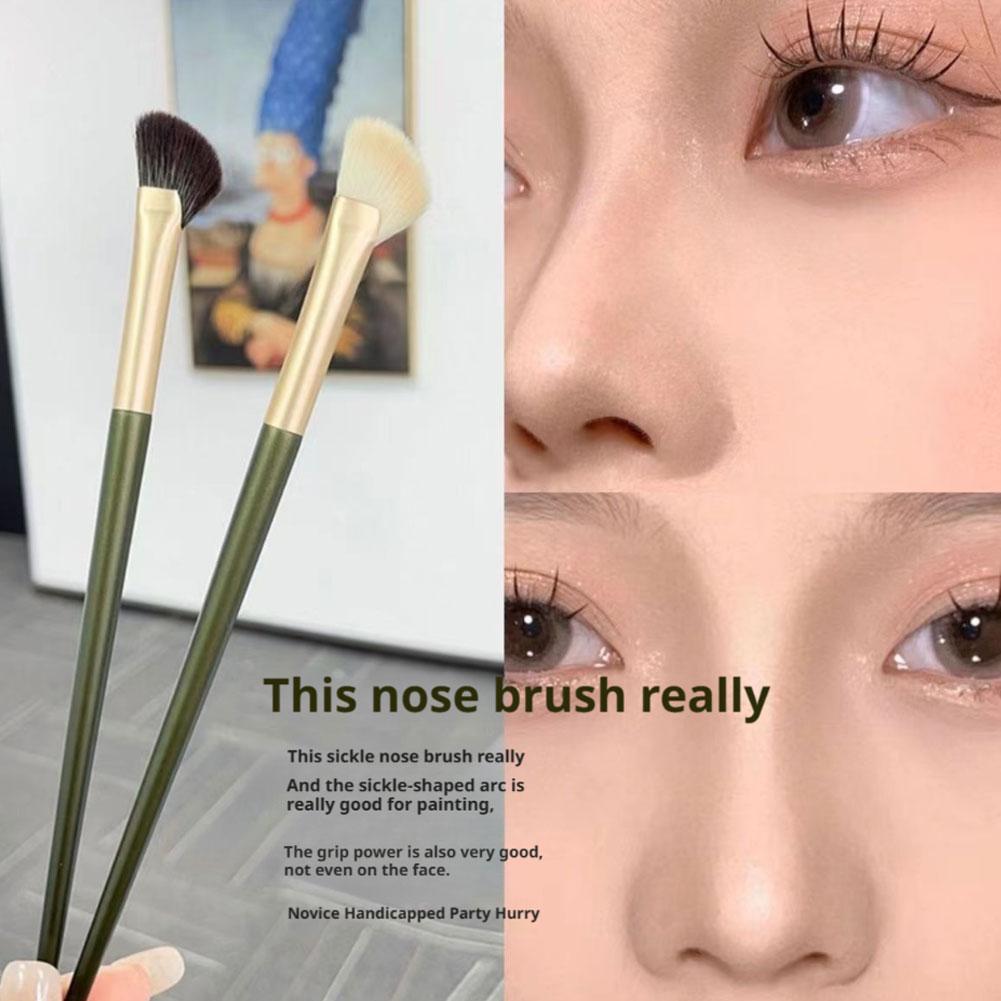 Sickle แปรงเงาจมูก Contour หัวเฉียง Root Smudge Wing Brush แปรง Pony Nose Hair A3B6