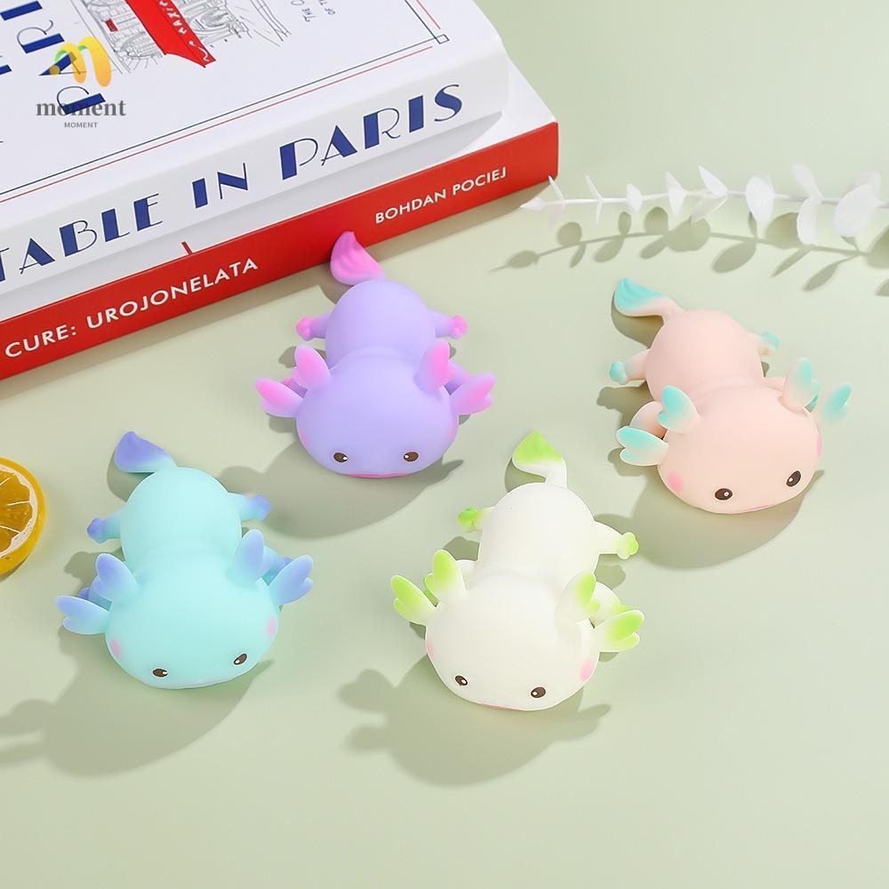 MOMENT การ์ตูนปลา Squishy ของเล่น, น่ารัก Axolotl ยืดออกแบบบีบของเล่น, ตลกหลายสีความเครียดบรรเทา Fid
