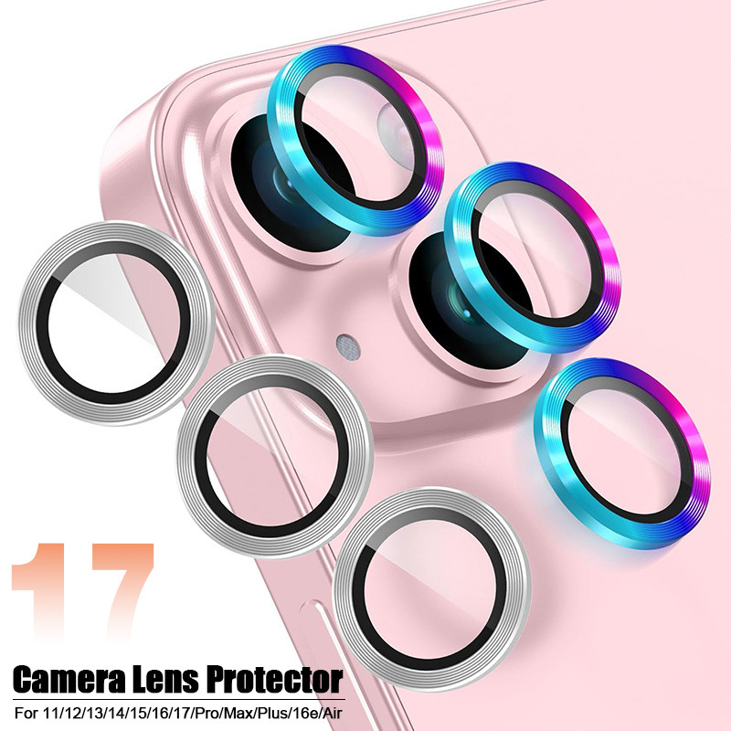 ฟิล์มกระจกกันรอยเลนส์กล้อง สำหรับ iPhone 11 12 13 14 15 16 17 Pro Max 15 16 Plus 16e 17Air 17pro