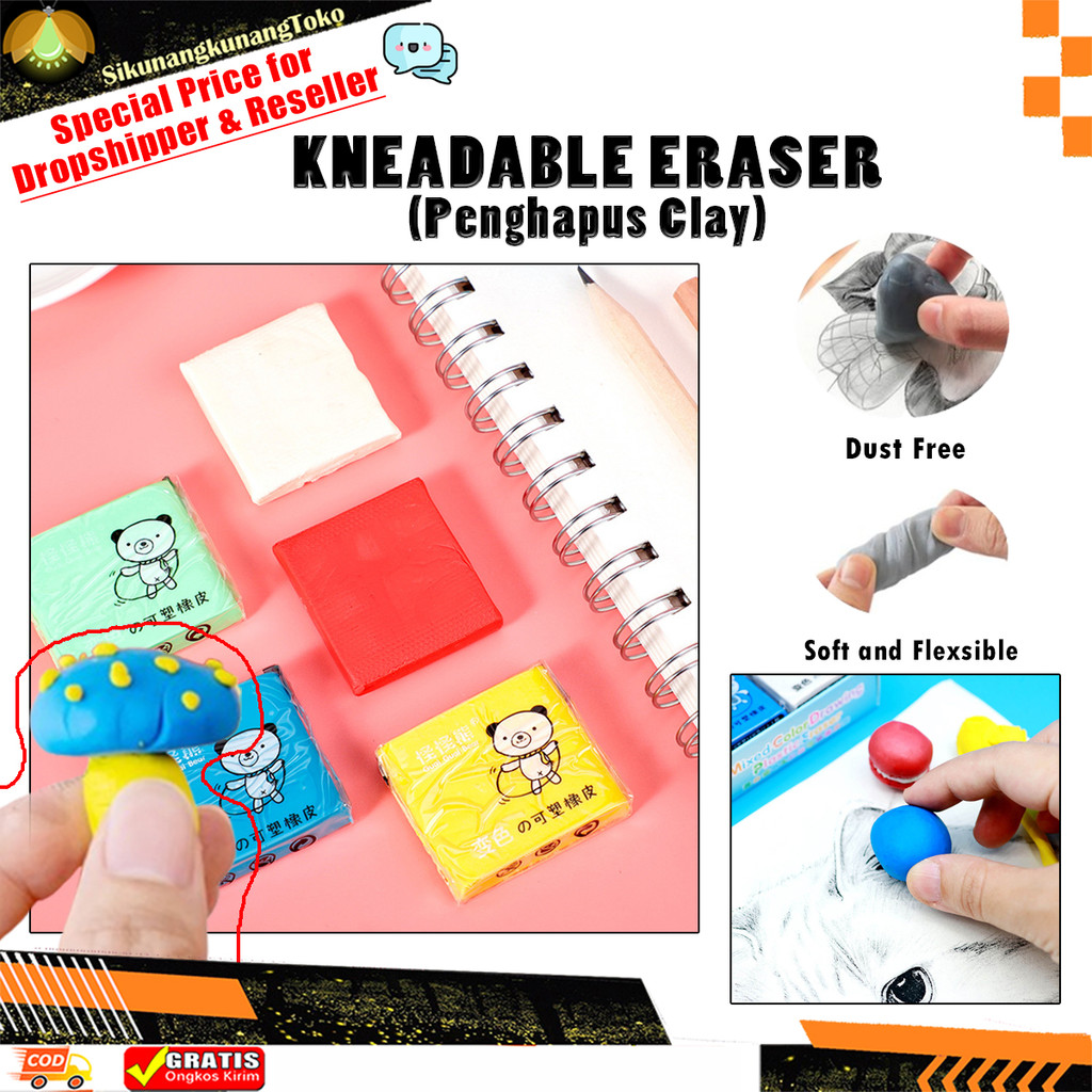 (skn) Clay Kned Eraser สามารถรูปดินสอลบยางลบการวาดภาพได้