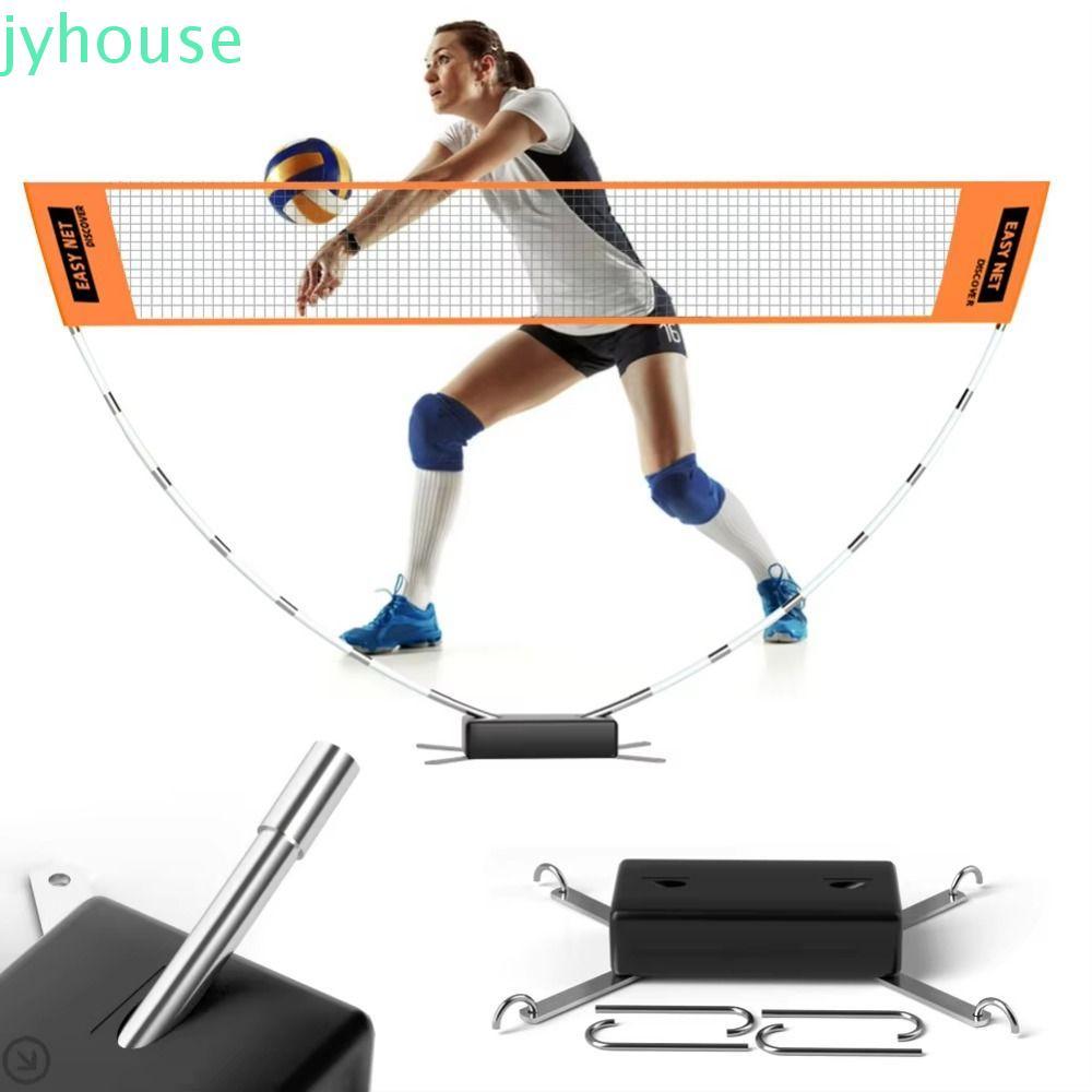 JYHOUSE ตาข่ายแบดมินตันพร้อมกระเป๋าพกพา Easy Setup Volleyball Tennis Training Net, 3D Ball Net Fold 