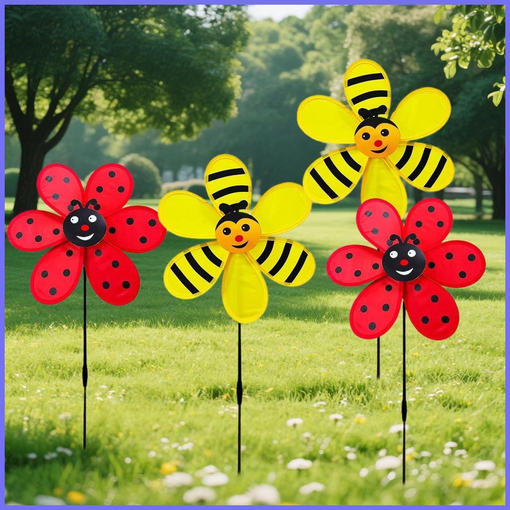 Wind Spinners ตกแต่งกลางแจ้ง Pinwheel ตกแต่ง Ladybug และ Bee Windmill และ Pinwheel เครื่องประดับสําห