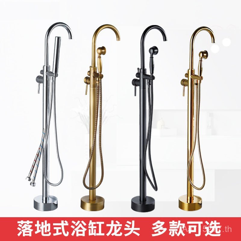 ร้อนและเย็นชั้นคอลัมน์ยืนอ่างย้อนยุคแนวตั้งฝักบัวอิสระสไตล์ยุโรปอ่างอาบน้ําบาร์เรลไม้ด้านข้างก๊อกน้ํ