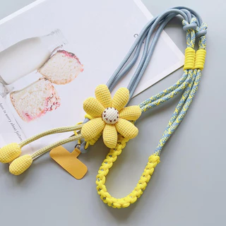 สายคล้องโทรศัพท์ถักลายดอกไม้ สีสันสดใส สไตล์มินิมอล ใส่ได้ทั้งคล้องคอและสะพายข้าง แมทช์เสื้อผ้าได้ทุกชุด