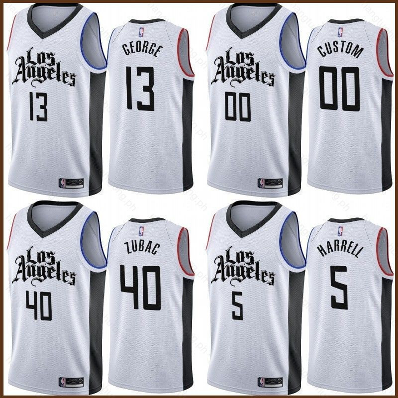 เสื้อกีฬาบาสเกตบอลทีม LA Clippers แบบกำหนดเอง สีขาว City Edition ของ George, Harrell, และ Zubac