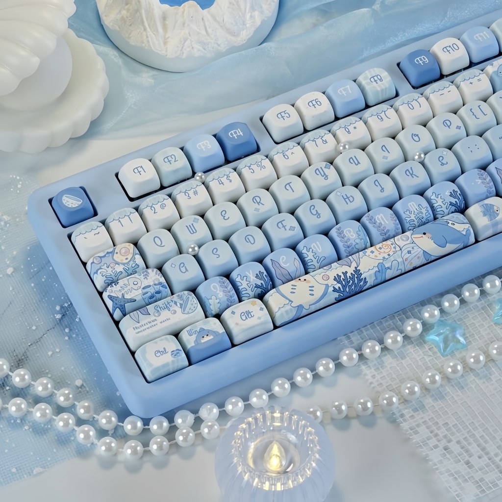 130 คีย์โลกใต้น้ํา MOA Profle Keycaps Dye Sublimation PBT Keycaps สําหรับ MX Switches คีย์บอร์ดเครื่