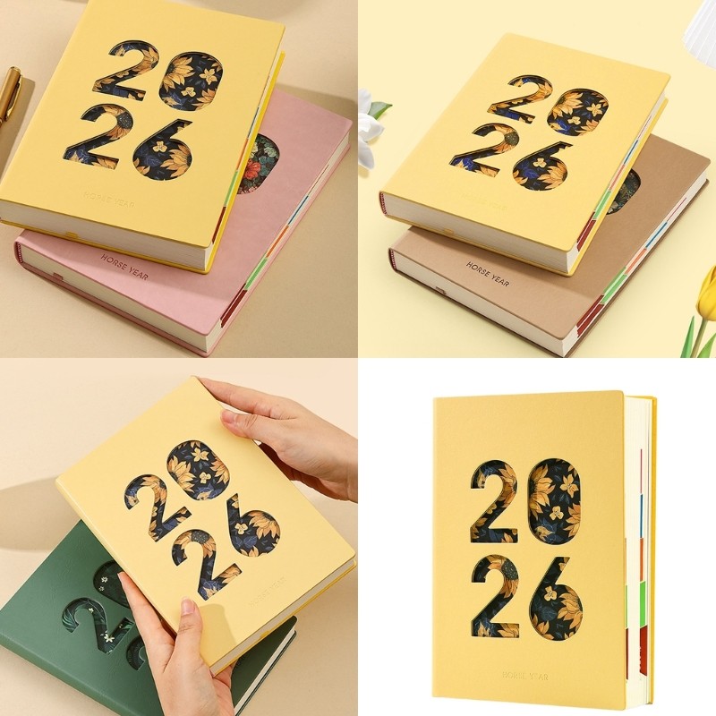 Cozy 2026 Daily Journal Leather Day Planner Softcover นักวิชาการ 8 27x5 5 นิ้ว