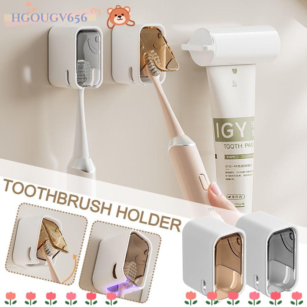 HGOUGVT ที่ใส่แปรงสีฟัน, ชั้นวางแปรงสีฟันติดผนังกันฝุ่น, กล่องเก็บแปรงสีฟันแบบพลิกด้านบน