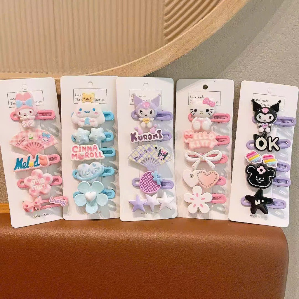 มัดกิ๊บเสน่ห์ Melody น่ารักและน่ารัก 5 ชิ้น, Kuromi, Cinnamoroll สําหรับเด็กผู้หญิง Dumi Shop