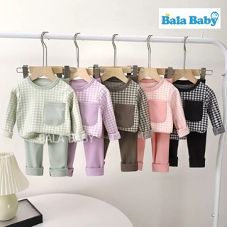 ชุดนอนเด็ก ชุดนอนแขนยาวขายาวลายสก็อต เสื้อผ้าเด็กเซ็ต 2 ชิ้น…