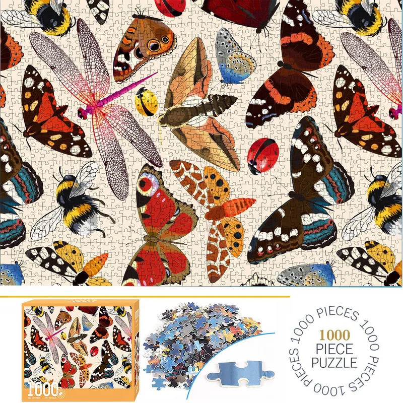 1000 Pieces Insect World Jigsaw Puzzles for Adults Home Decor Games Family Fun Floor Puzzles Educati